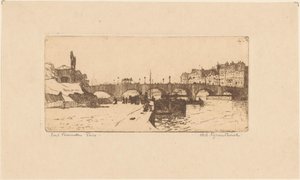 Pont de la Tournelle i Paris af Willem Adrianus Grondhout (signed by artist)