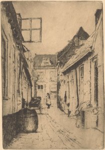 Gade i Voorburg (original titel på objektet) af Willem Adrianus Grondhout (signed by artist)