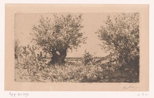 Landskab med eng, pilepil og hegn Willows (Kaag) (original titel)
