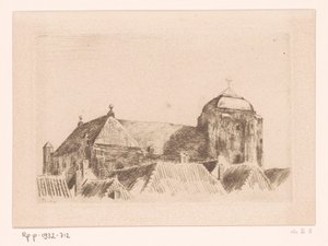 Udsigt over den store kirke i Veere Skib på tårnet, Veere (original titel) af Willem Bastiaan Tholen