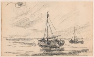 To fiskerbåde på havet af Willem Bastiaan Tholen