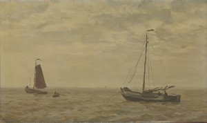Havlandskab med fiskerbåde af Willem Bastiaan Tholen