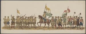Delft parade af 1862, første og anden gruppe Fjerde Lustrum af Royal Academy i Delft - Ao. 1862 - Costumed Optogt (serietitel på objekt)