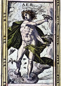 Air, et af de fire elementer repræsenteret i W. Blaeus Atlas trykt i Amsterdam i 1655. af Willem Blaeu