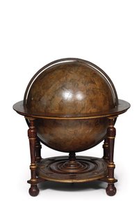 Store par bibliotekskugler, de jordiske 1645/48, de himmelske efter c.1630 af Willem Blaeu