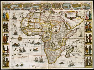 Kort over Afrika. Tallerken fra et atlas af Willem Janszoon Blaeu