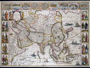 Kort over Asien. Tallerken fra et atlas af Willem Janszoon Blaeu af Willem Blaeu