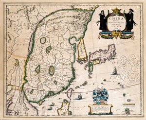 Kort over Kina, Japan og Korea. (gravering af Willem Blaeu