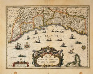 Kort over hertugdømmet Monferrato, af Willem Blaeu Gravering fra regionerne i Italien af Willem Blaeu