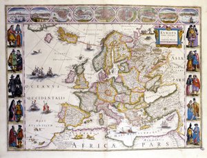 Kort over Europa. Atlas af William Blaeu (1571 - 1638). Amsterdam 1635.