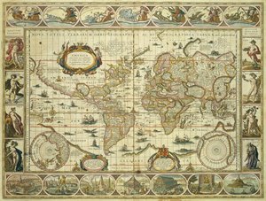 Nyt verdenskort og hydrografisk kort, Willem Janszoon Blaeu (1571-1638), Amsterdam