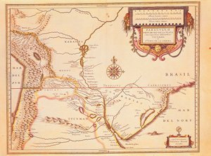 Rio de ll Plate, Silver River og Parana-bassinet i Paraguay, fra Willem Blaeus Atlas af Willem Blaeu
