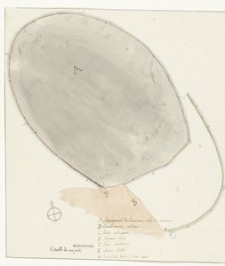Plattegrund med dimensioner af gamle stad Manduria Målt plan af den ydre og indre mur indhegning af det gamle Manduria, af Mr. Dierquens Rejser i Italien, Sicilien og Malta - 1778 (serietitel) af Willem Carel Dierkens