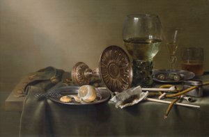 Stilleben med glas og tobak af Willem Claesz. Heda
