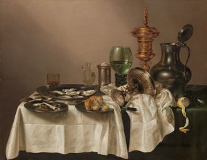 Stilleben med en forgyldt kop Stilleben med forgyldt bæger af Willem Claesz. Heda