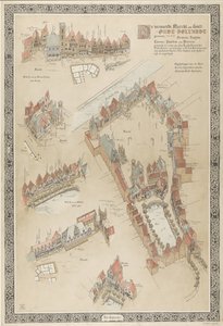 Kort over Old Holland, 1895 De vermaerde Marckt ende Graft / Oudt-Hollandt navngivet / med alle syn Straten / Huysen (...) lavet til ære for alle elskere af den gamle kunst (...). (titel på objekt) af Willem Corneliszoon