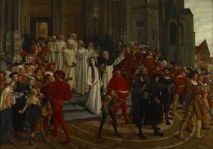 En martyr fra det 16. århundrede - Johanna Van Santhoven, 1883. af Willem Geets