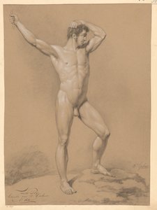 Stående nøgen mand, set forfra (2. præmie 1811) af Willem Grebner