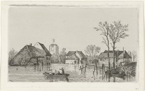 Oversvømmelse ved Beesd, 1855 af Willem Gruyter jr.