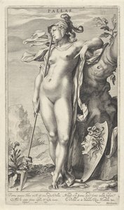 Minerva ved et træ Pallas (titel på objekt) Judgment of Paris (serietitel) af Willem Isaacsz. van Swanenburg