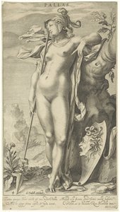 Minerva ved et træ Pallas (titel på objekt) Judgment of Paris (serietitel) af Willem Isaacsz. van Swanenburg
