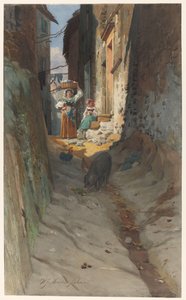 Udsigt over en lille gade i Rocca di Papa af Willem Johann Martens