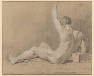 siddende nøgen mand, set bagfra (1. præmie 1769)