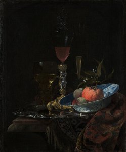 Vinglas og en skål med frugt, 1663 af Willem Kalf