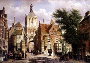 Binnenpoort i Culemborgh (olie på lærred) af Willem Koekkoek