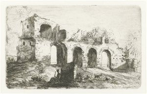 Sydlandskab med Ruin og Hyrde med Kvæg af Willem Matthias Jan van Dielen