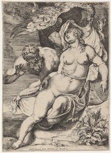 Jupiter og Antiope af Willem Panneels after Sir Peter Paul Rubens