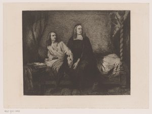 De Witt-brødrene sidder på en seng i fængselsporten af Willem Philip van der Veken (attributed to)