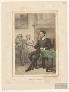 Leonardus Marius van der Goes henvender sig til en mand og en kvinde Leonardus Marius (titel på objekt)
