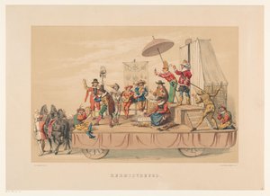 Sjette gruppe af Utrecht maskerade i 1856 Glædelig jul (titel på objekt) Vort hjemland omkring midten af ​​1600-tallet, foreslået af H.H. studerende, medlemmer af Mutua Fides, til fejring af 220-året for Utrechtsche Hoogeschool, den 25.