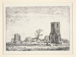Ruiner af en kirke (Eykenduynens kapel nær Haag), plade 10 fra The Set of the Landscapes af Willem Pietersz. Buytewech