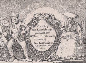 Titelblad, fra Verscheyden Landtschapjes Diverse små landskaber, tavle 1, ca. 1616, af Willem Pietersz. Buytewech