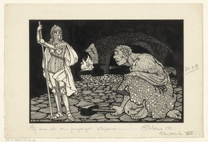 Mand, kvinder og børn i en stue af Willem Pothast (signed by artist)