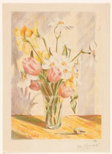 Tulipaner og påskeliljer i en vase