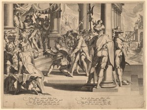 Allegori om retfærdighed af Willem Swanenburgh, after Joachim Anthonisz Wtewael