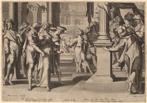 Suzannah før Daniel af Willem Swanenburgh, after Joachim Anthonisz Wtewael