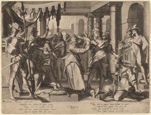 Salomons dom af Willem Swanenburgh after Joachim Anthonisz Wtewael