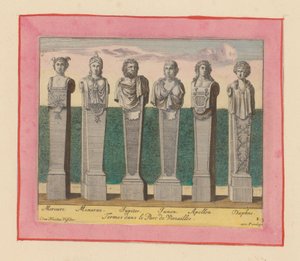 Hermes von Merkur, Minerva, Jupiter, Juno, Apollo und Daphne af Willem Swidde