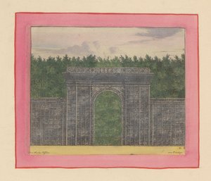 Rechteckiger Pavillon aus Lattenwerk mit Tor für eine Hecke in den Gärten von Versailles af Willem Swidde