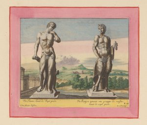 Statuen eines Fauns und eines Satyrs mit Trauben af Willem Swidde