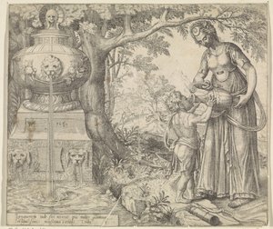 Hagar giver Ismael at drikke Hagars og Ismaels historie (serietitel) af Willem Thibaut