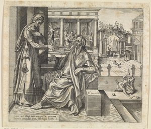Sara beder Abraham om at sende Hagar og Ismael væk Hagars og Ismaels historie (serietitel) af Willem Thibaut