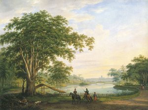 Havefacaden på det gamle palads af generalguvernøren i Buitenzorg af Willem Troost