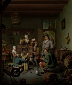 Raree -showet (ikke smukt nysgerrig) Sjælekiek (ikke smuk nysgerrig) af Willem Van Mieris