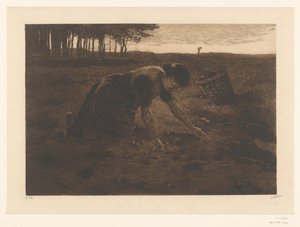 Knælende kartoffeloptager af Willem Witsen (signed by artist)