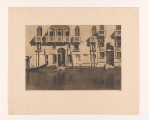 Udsigt over facader og pullerter langs Canal Grande i Venedig Huse med seks pullerter, Venedig (original titel) af Willem Witsen (signed by artist)